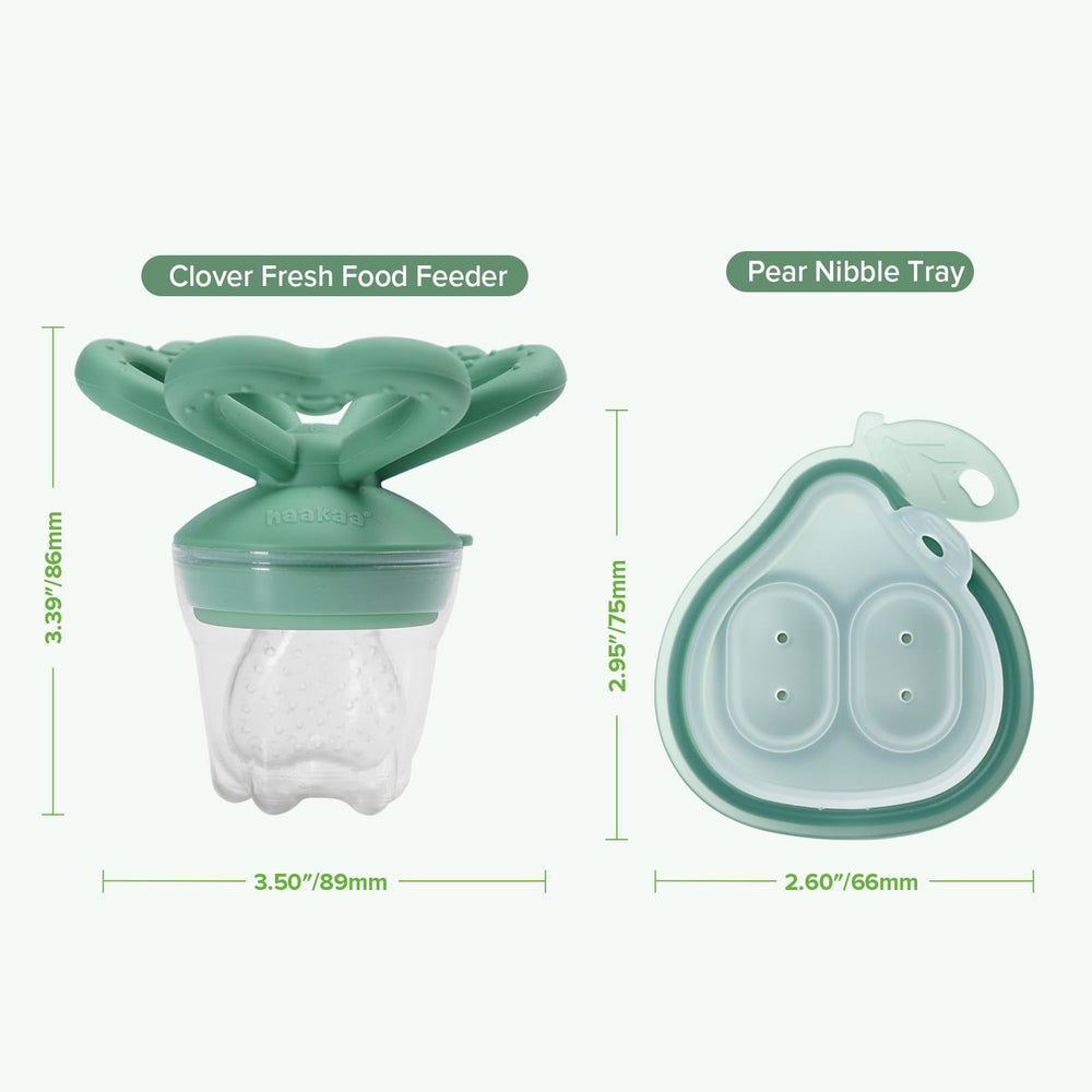 Haakaa Clover 4M+ self-feeding tray supports tiny hands.