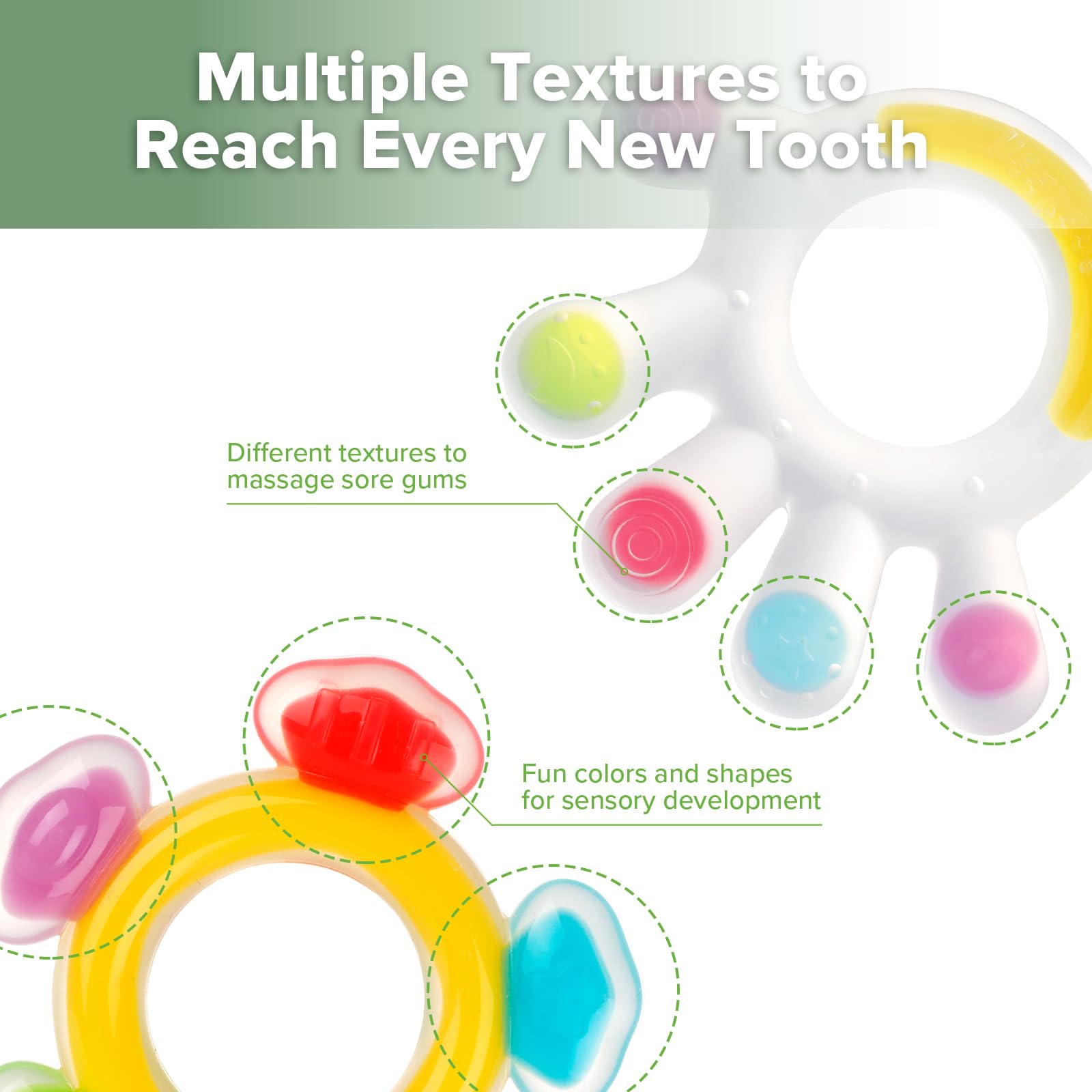 Haakaa colorful teether set captures baby's attention during play