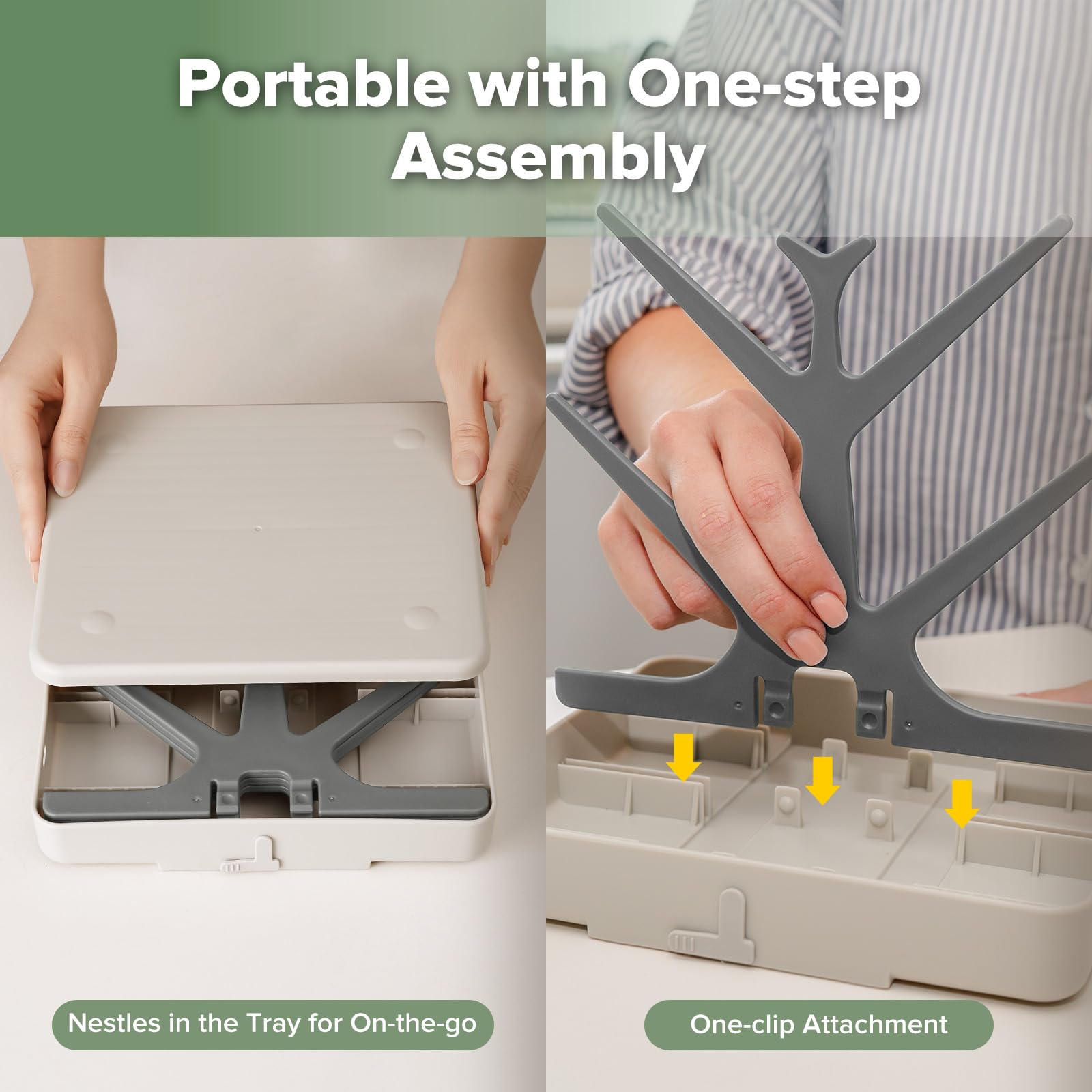 Haakaa detachable trees and tray nest for compact storage and easy transport.
