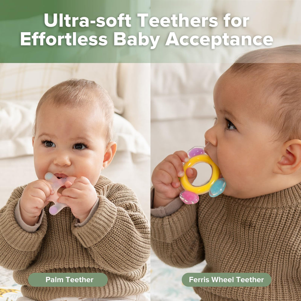 Haakaa ferris wheel teether ring offers easy grip for tiny hands