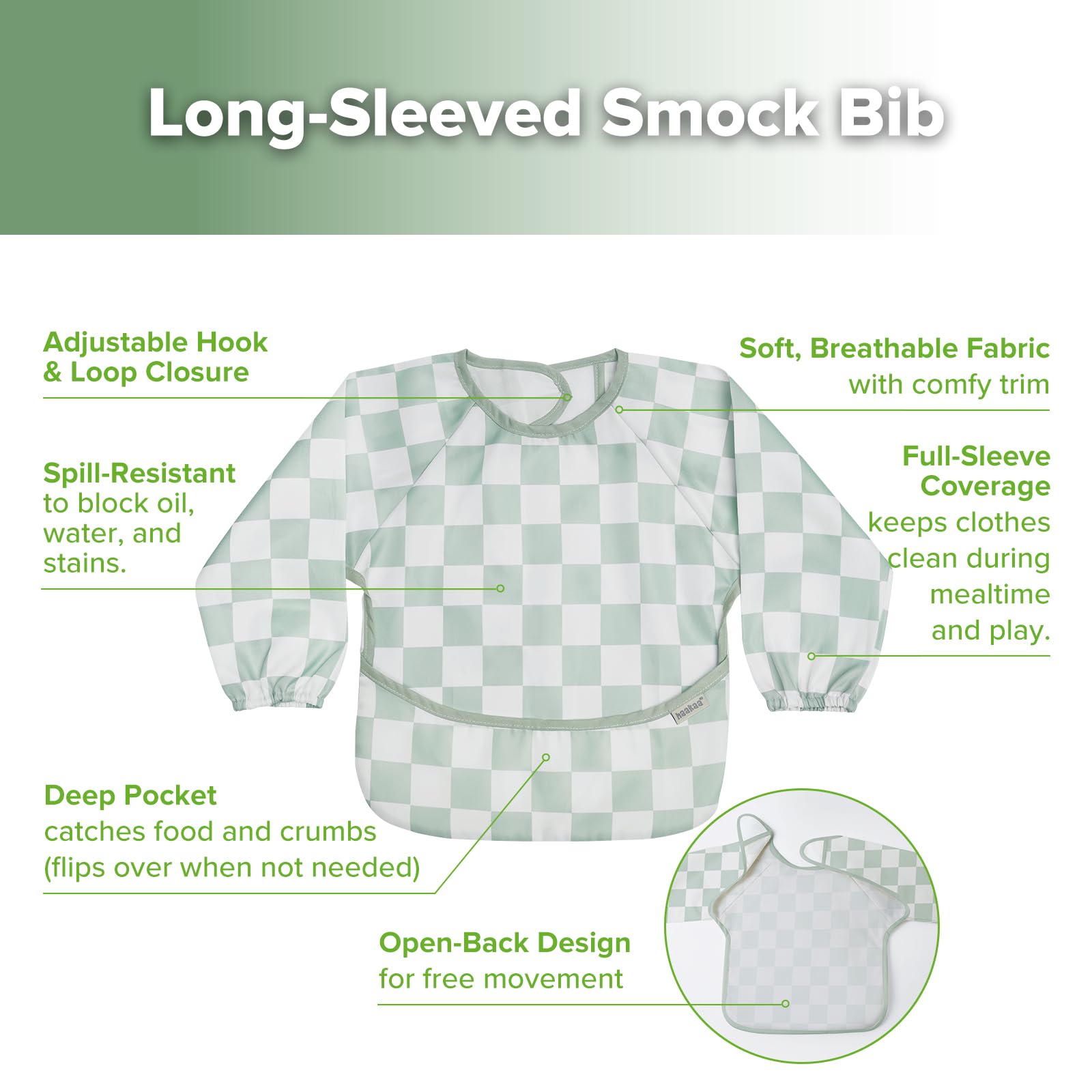 Foldable Haakaa bib for easy packing on trips and outings.