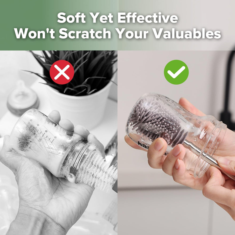 Haakaa food-grade silicone bristles are BPA-free and gentle on surfaces