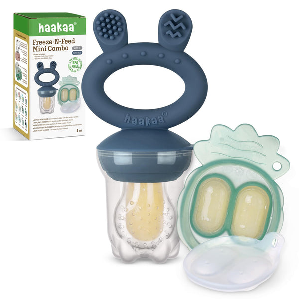 Haakaa fruit feeder pouch close-up showing fine holes for safer feeding