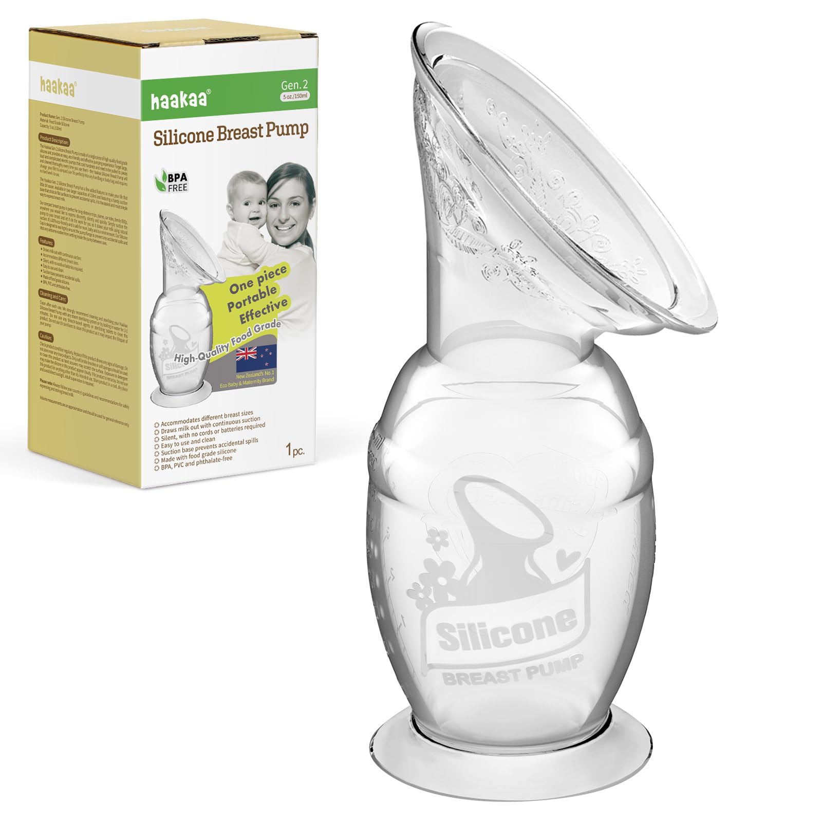 haakaa Gen.2 manual breast pump 150ml compact for on-the-go milk collection