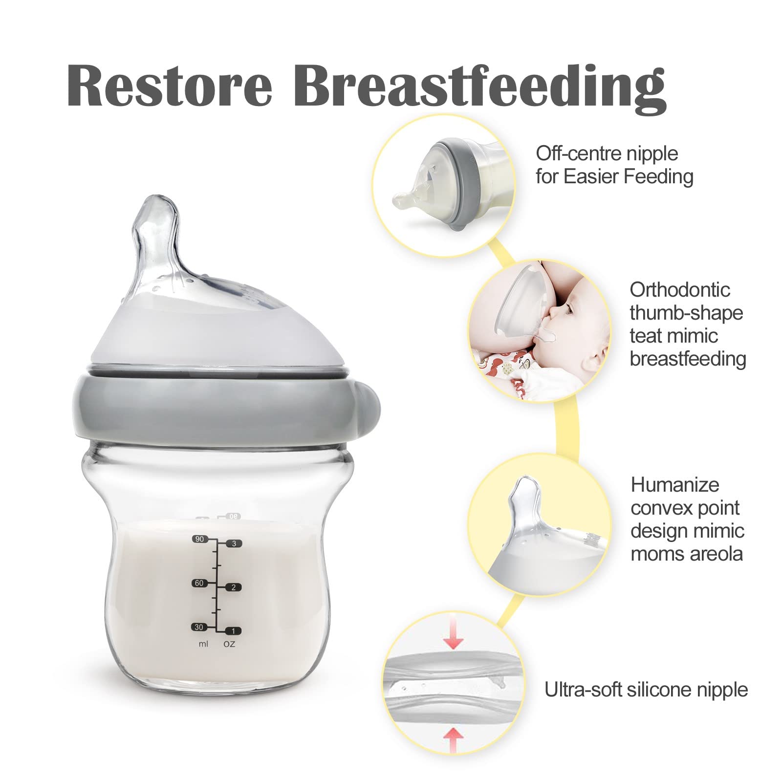 haakaa Gen.3 natural glass bottle 6oz for extended feeding sessions and milk storage.