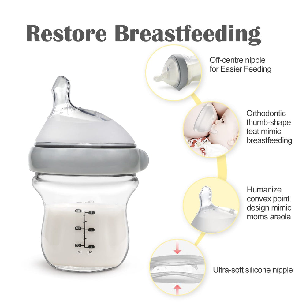 haakaa Gen.3 natural glass bottle 6oz for extended feeding sessions and milk storage.