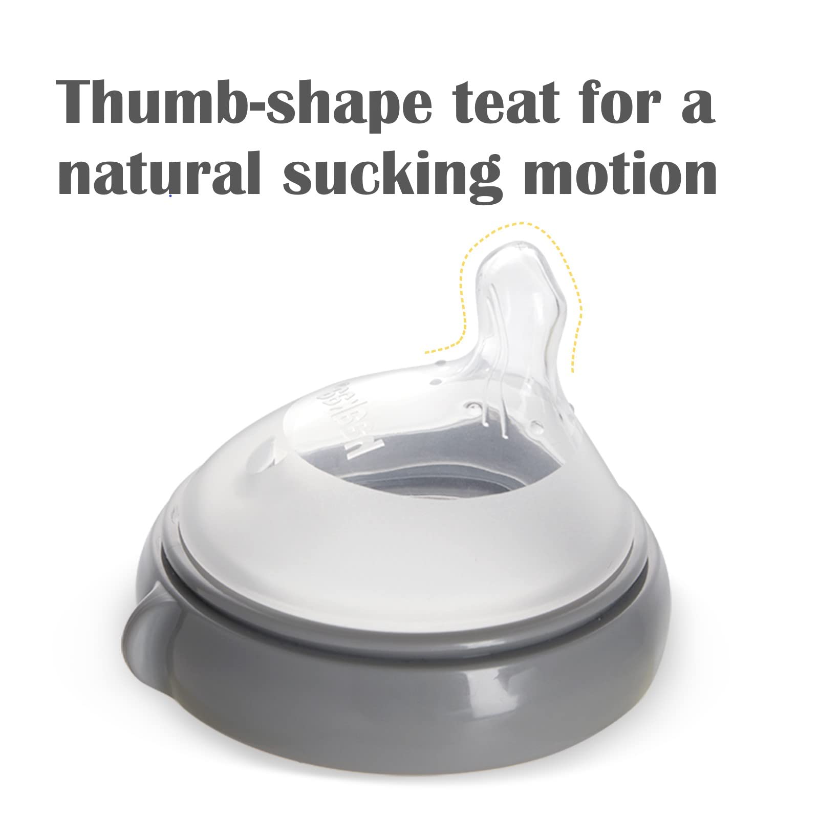 haakaa Gen.3 orthodontic thumb-shaped nipple supports natural latch during transitions.