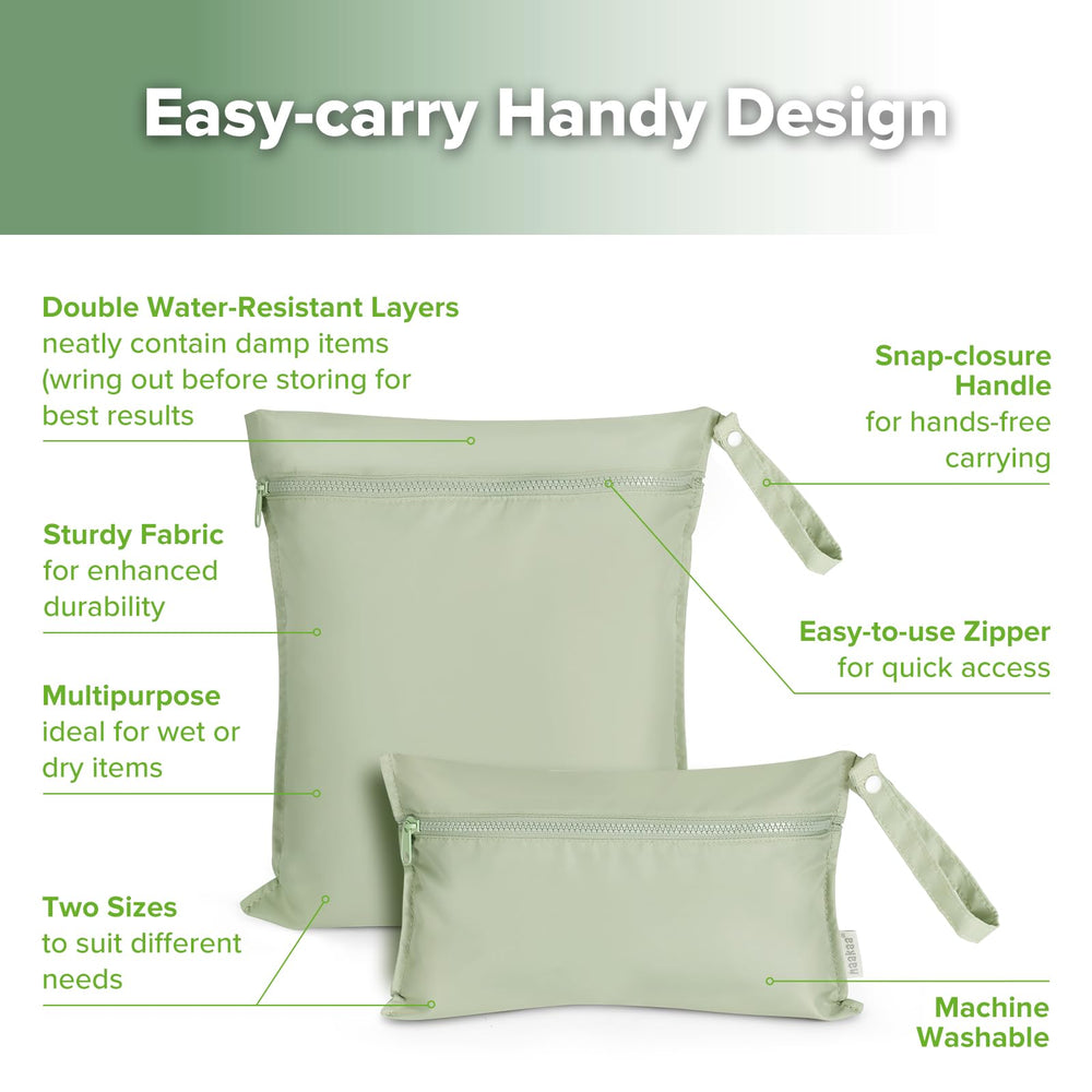 haakaa grass wet bag snap handle offers easy carrying and drying after use
