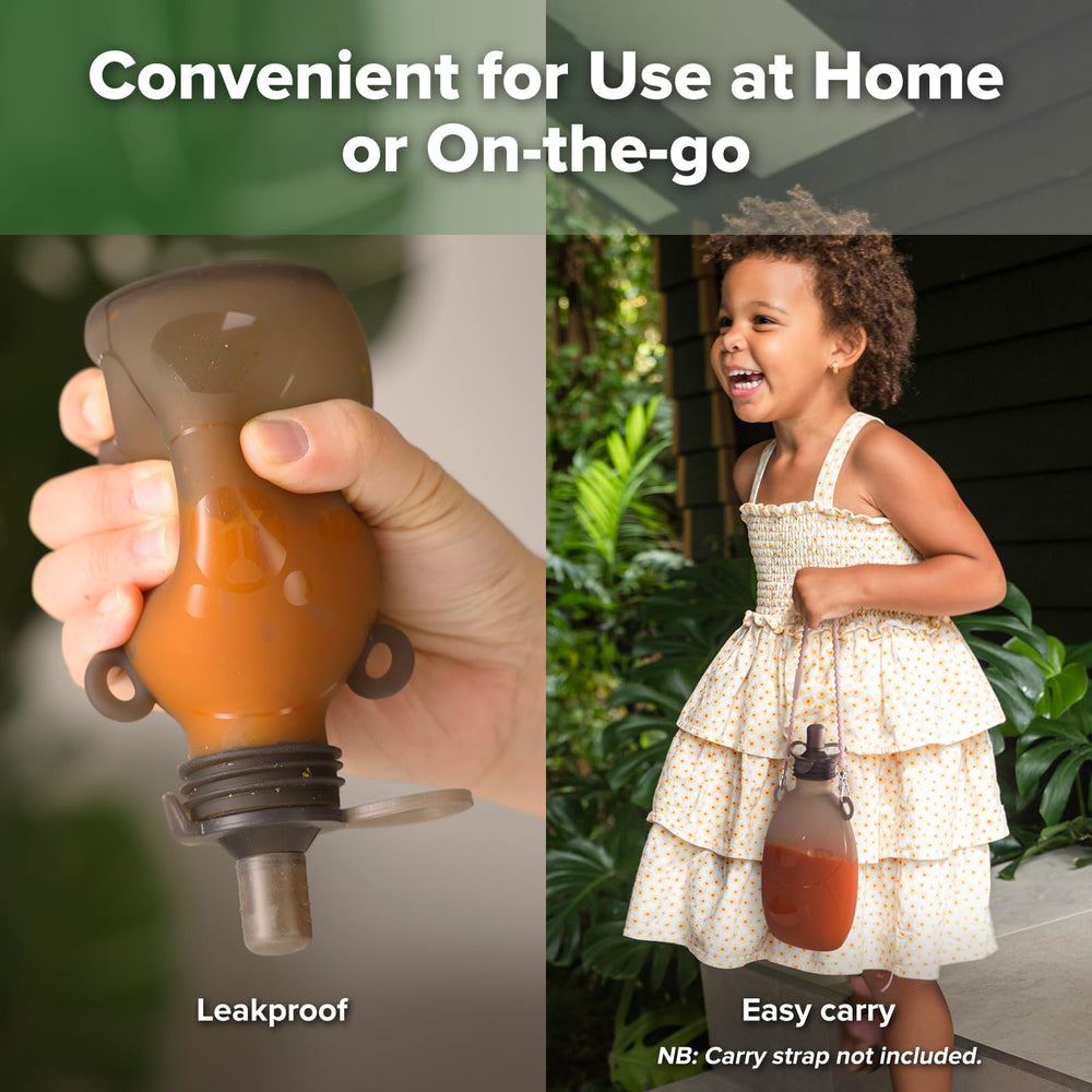 Haakaa Happii Bear Goody Pouch withstands hot and cold foods safely.