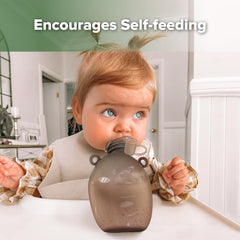 Haakaa Happii Bear pouch leakproof lid prevents spills during travel.