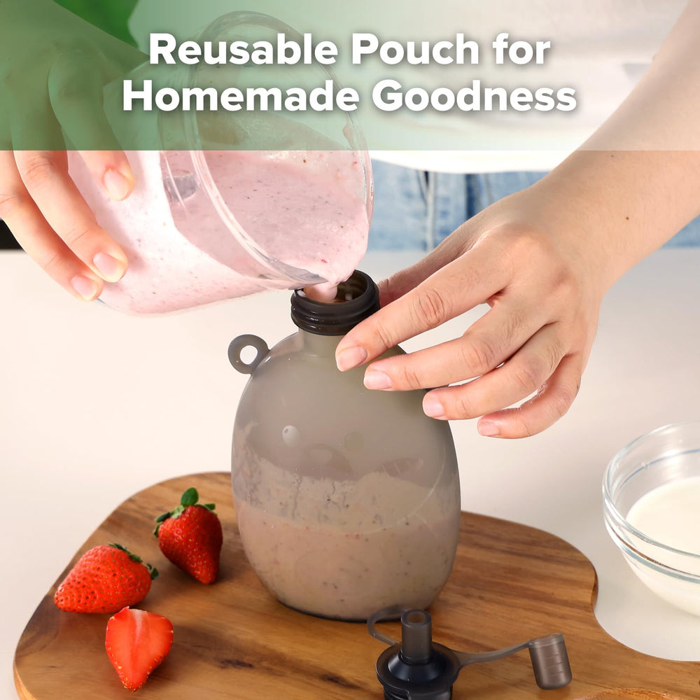 Haakaa Happii Bear pouch top opening for easy filling.