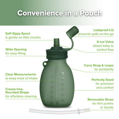 Haakaa Hippo pouch leakproof design minimizes spills at home.