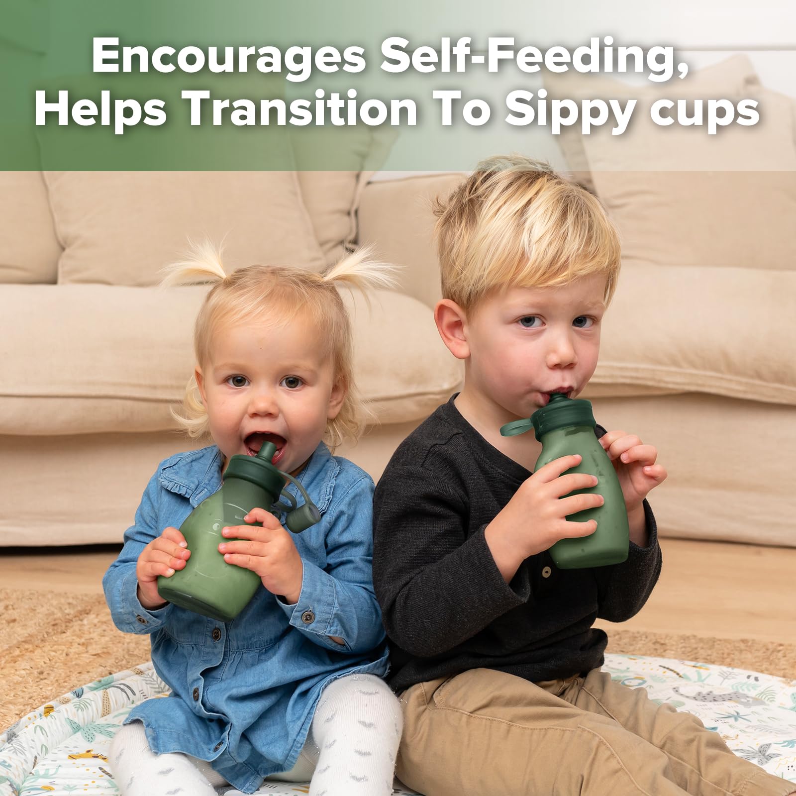 Haakaa Hippo pouch soft sippy spout supports gentle self-feeding.