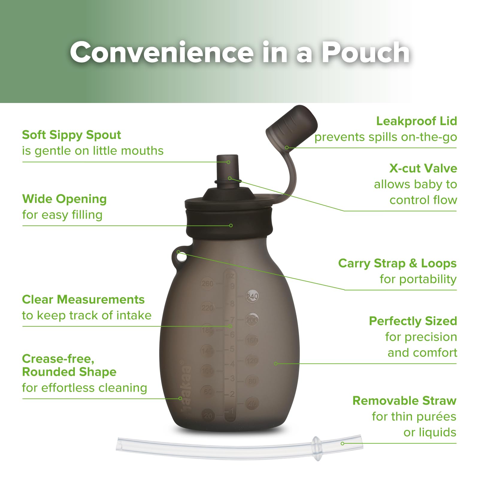 Haakaa Hippo pouch base provides stability for steady filling.