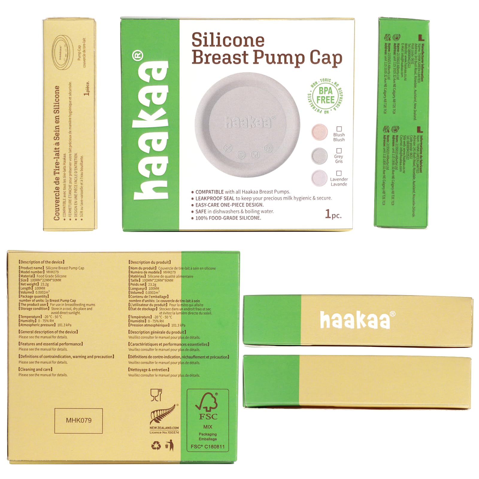 Haakaa lid cap blends with pump aesthetics and colours.
