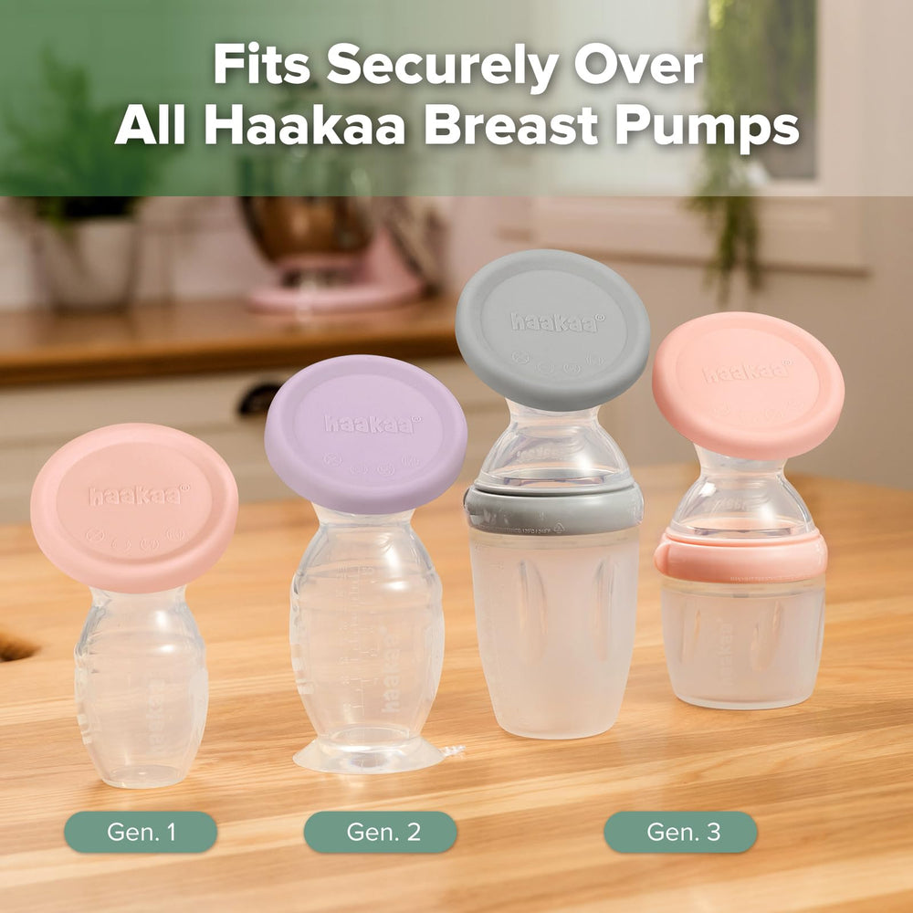 Haakaa lid cap fits snugly over flange on Gen 1–3 pumps.