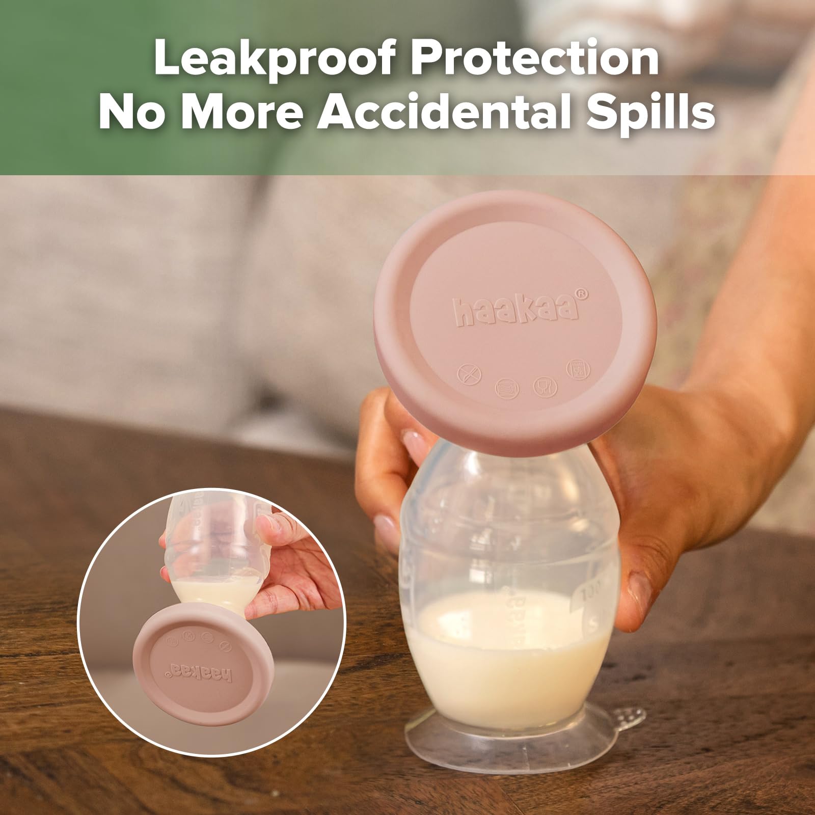 Haakaa cap blush seal design ensures a hygienic, mess-free pumping experience