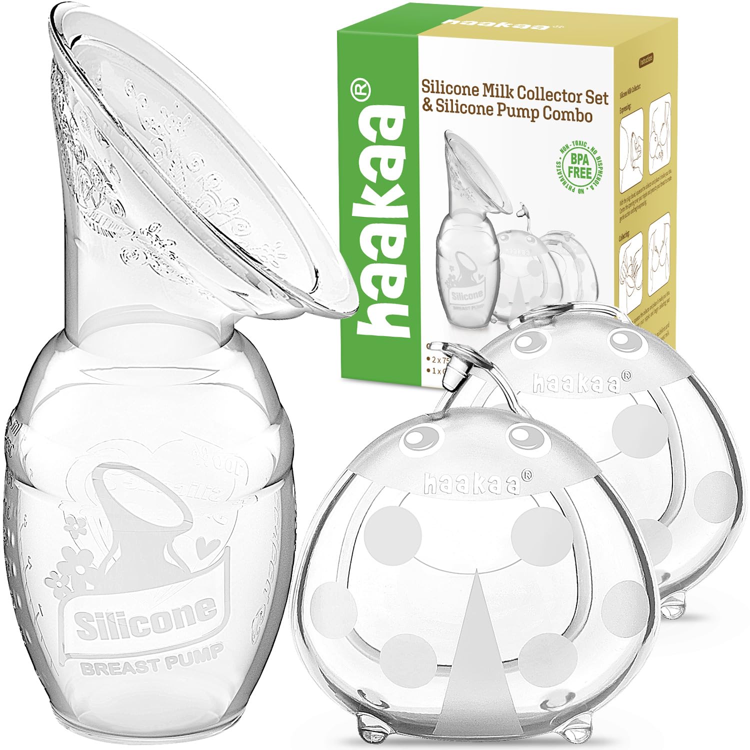 haakaa manual breast pump close-up for quiet, cordless pumping at home