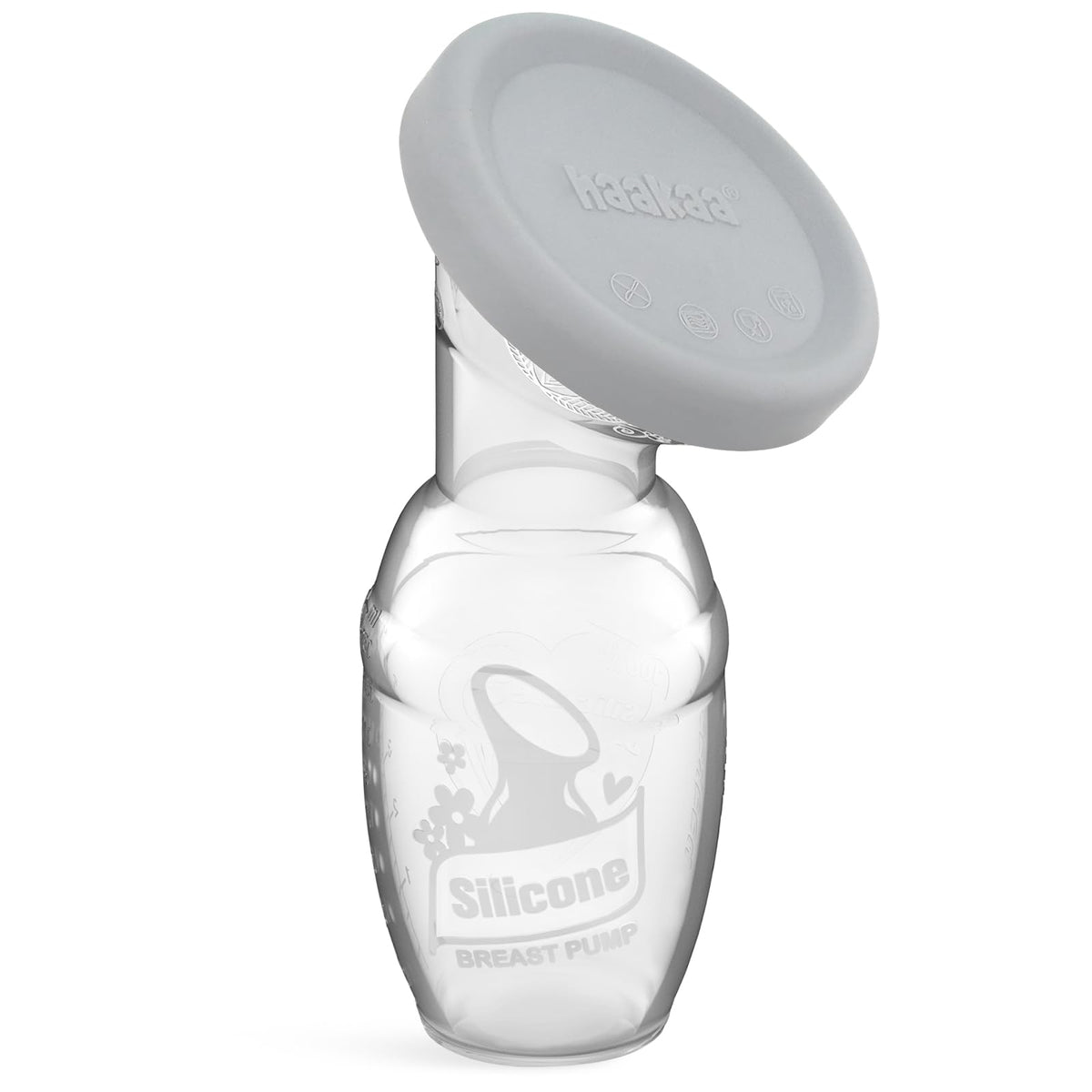 Haakaa manual breast pump gray 4oz for effortless milk collection on the go.