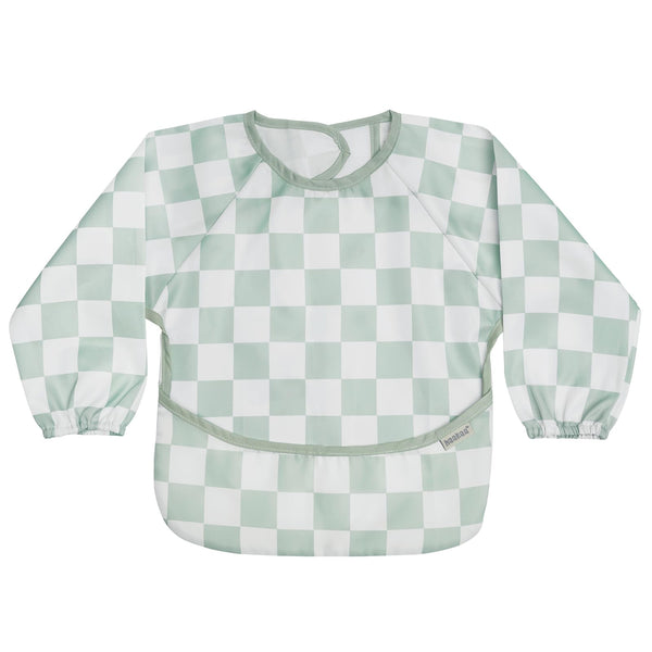 Haakaa mess-proof long sleeve bib with full-coverage design keeps clothes clean during meals.