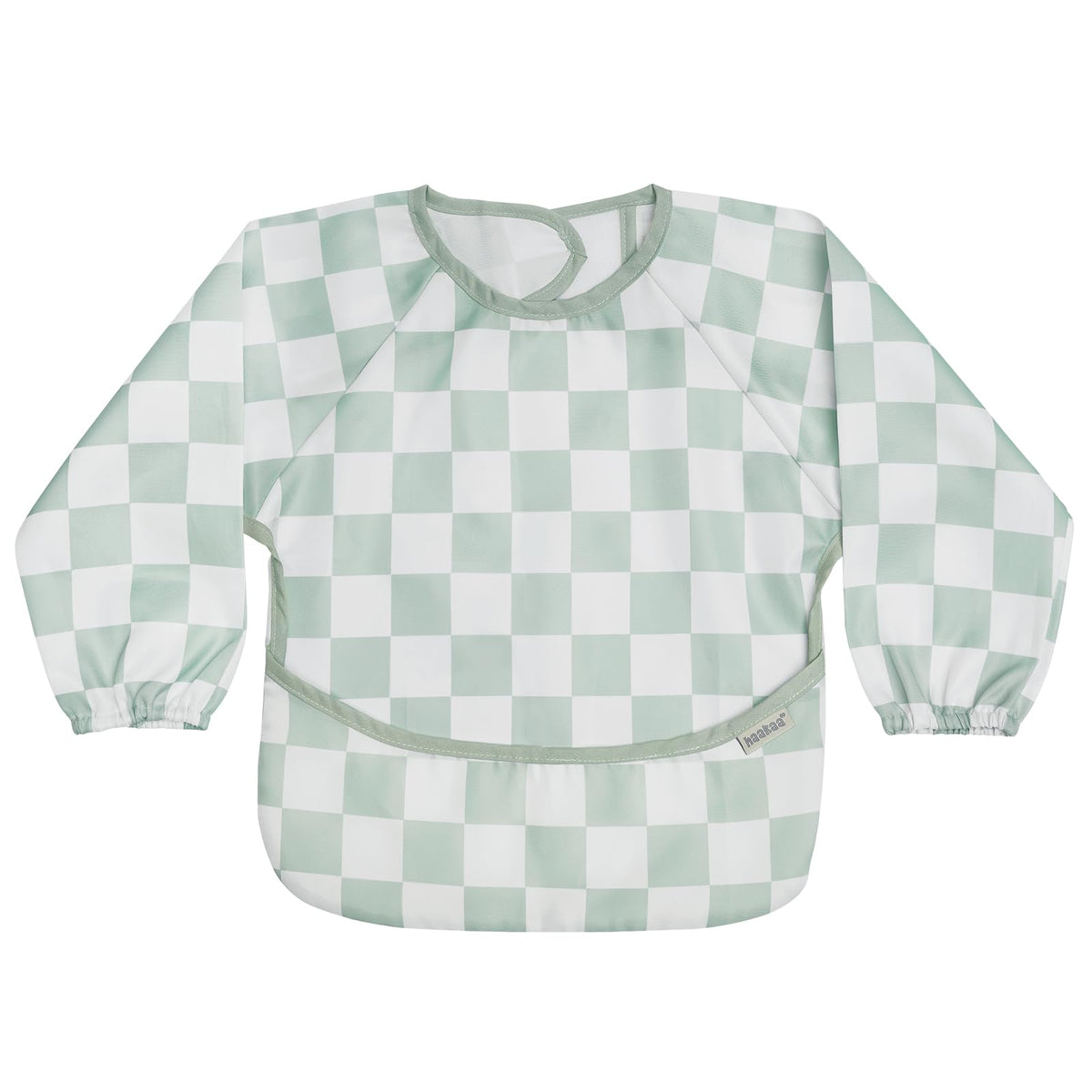 Haakaa mess-proof long sleeve bib with full-coverage design keeps clothes clean during meals.
