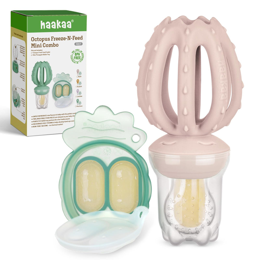 Haakaa Octopus Baby Feeder with soft pouch for safe self-feeding