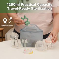 Haakaa On-The-Go bags shown with pump parts for versatile sanitizing.