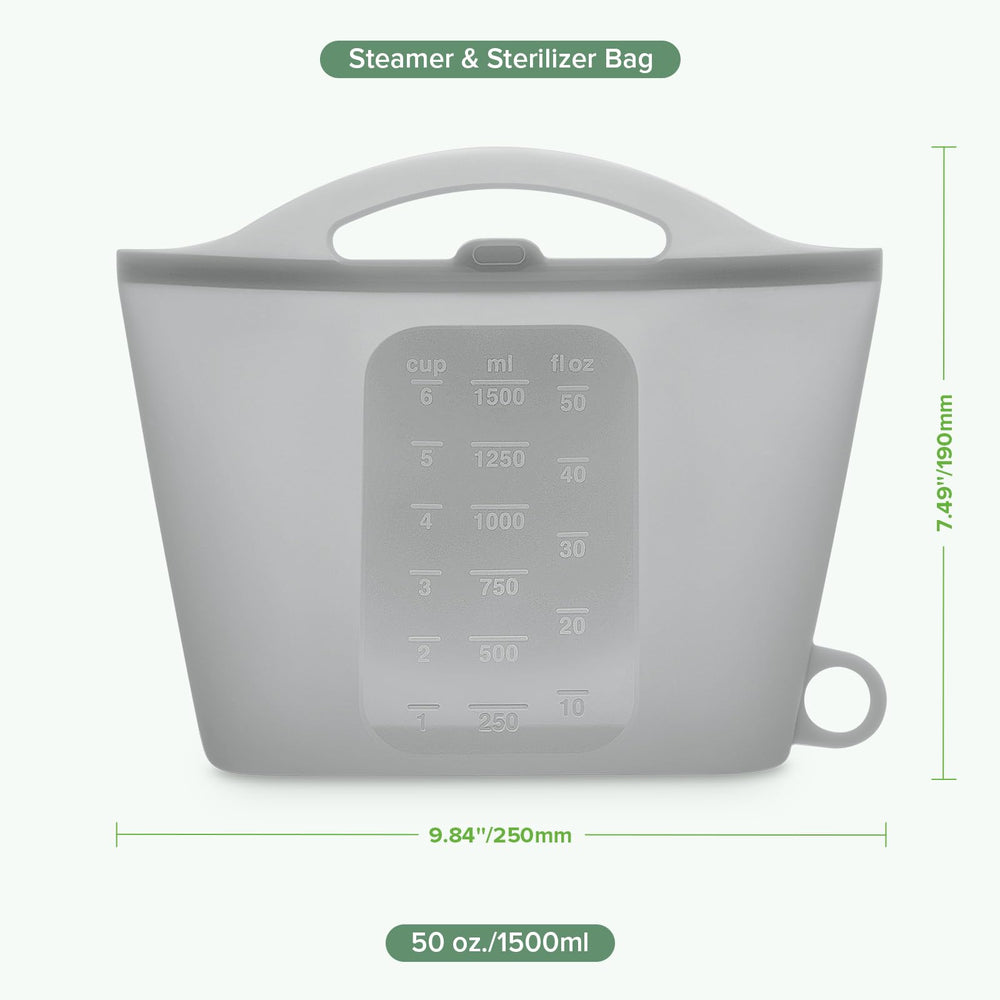 Haakaa On-The-Go sterilizer bag base stays upright for stable handling.