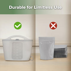 Haakaa On-The-Go sterilizer bag with bottle inside for efficient bottle sterilization.
