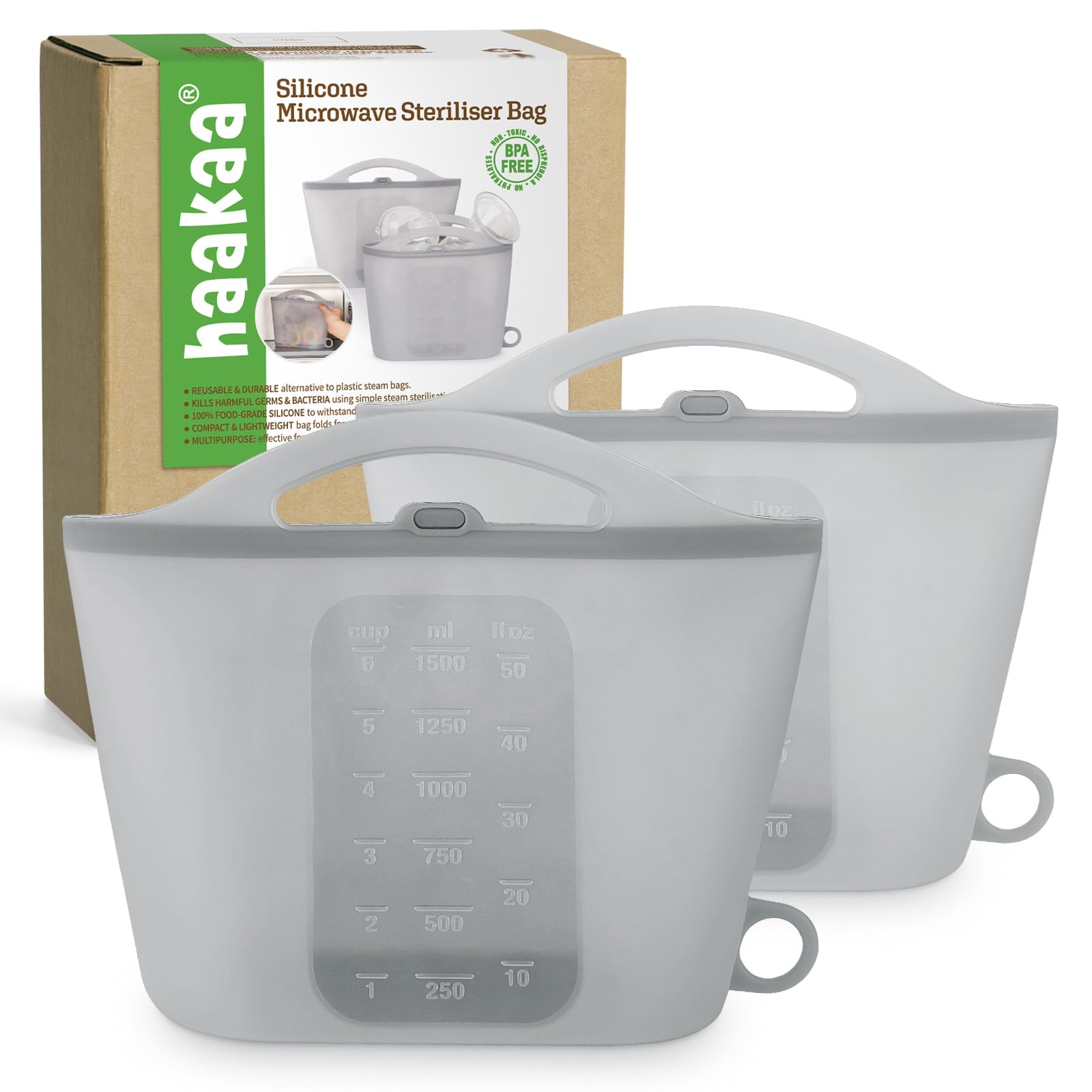 Haakaa On-The-Go sterilizer bag open and compact for travel sterilization.