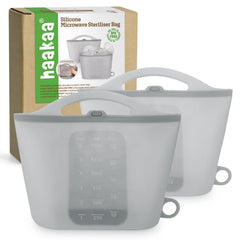 Haakaa On-The-Go sterilizer bag open and compact for travel sterilization.