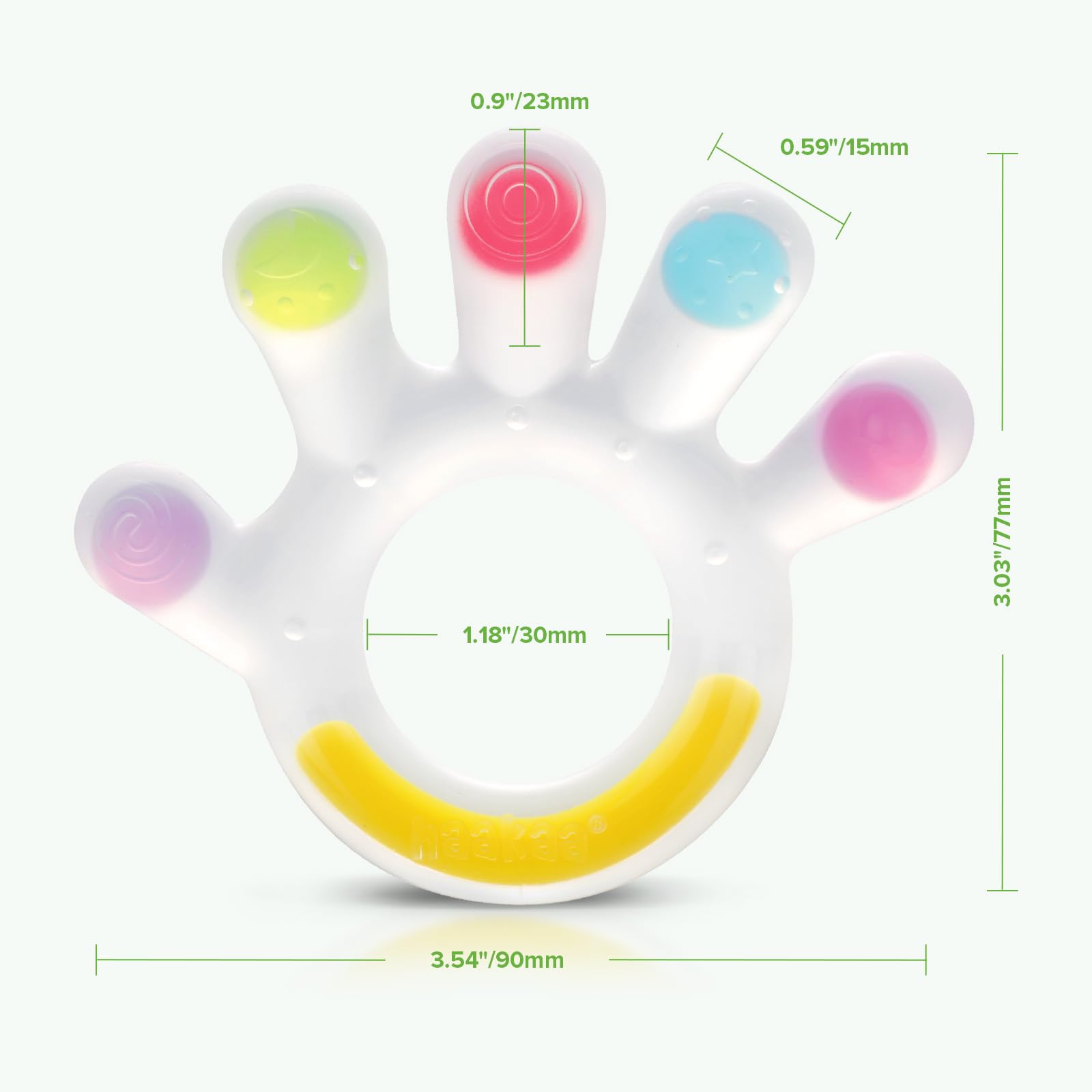 Haakaa Palm Teether helps soothe on the go with pocket-friendly size.