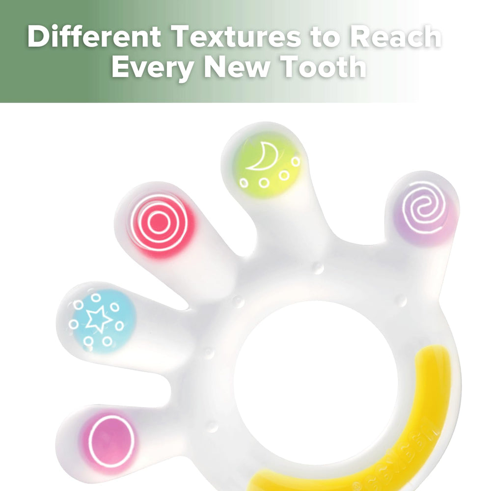 Haakaa Palm Teether frozen for extra cooling relief during teething.