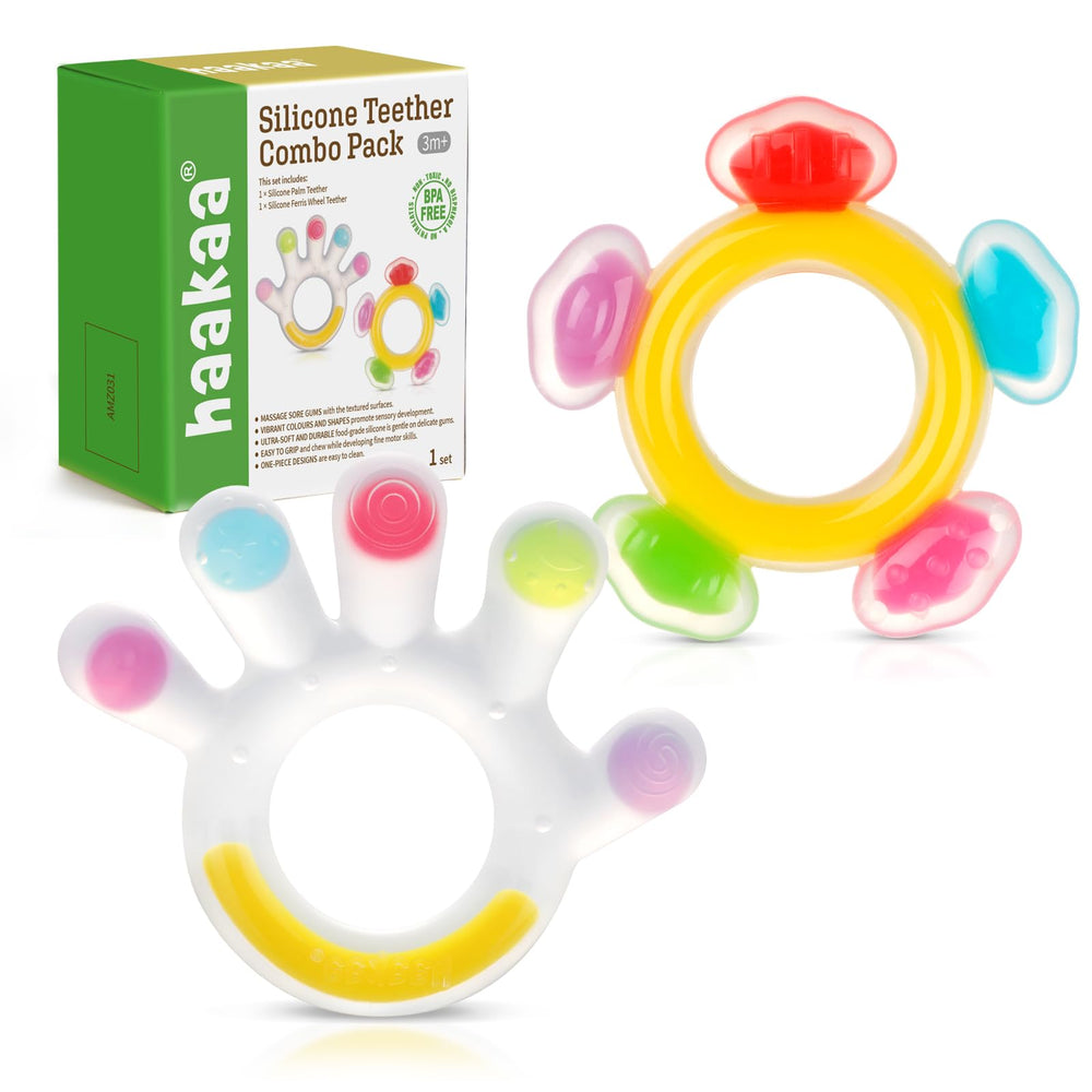 Haakaa palm teether in bright colors for soothing gums