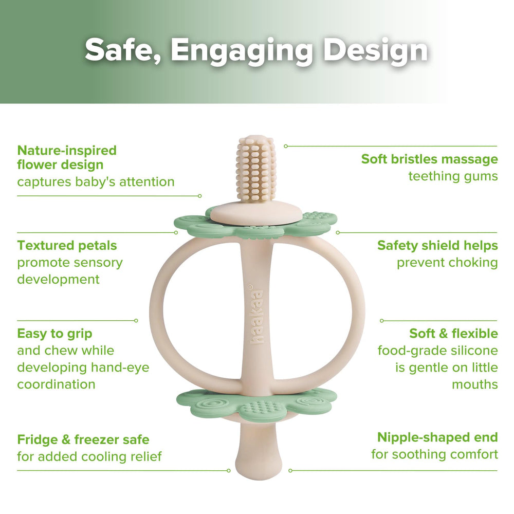 haakaa pea green teether adds visual stimulation during teething