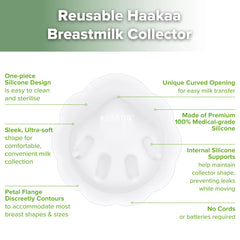 Haakaa Petal Soft enables hands-free, leak-free milk collection.
