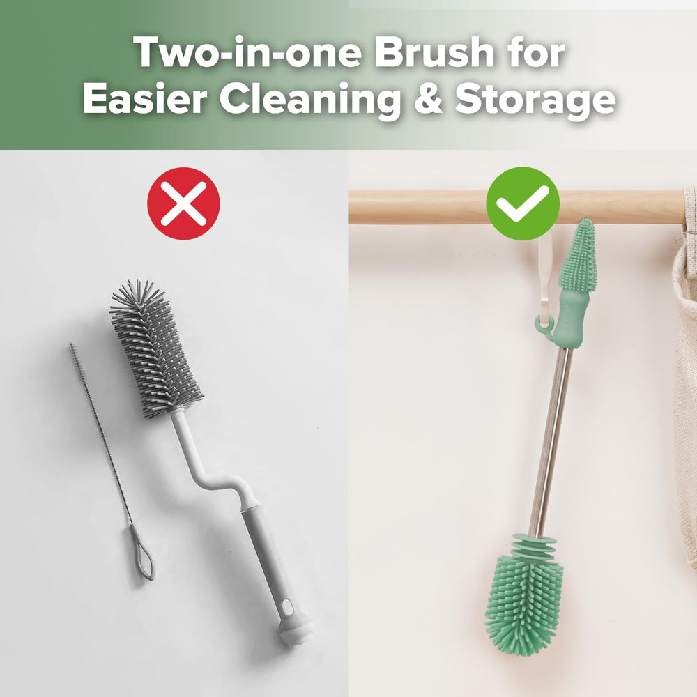 Haakaa removable brush heads simplify cleaning and storage.
