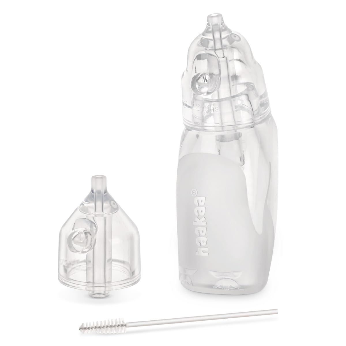 haakaa silicone baby nasal aspirator, transparent, gentle mucus removal for newborns