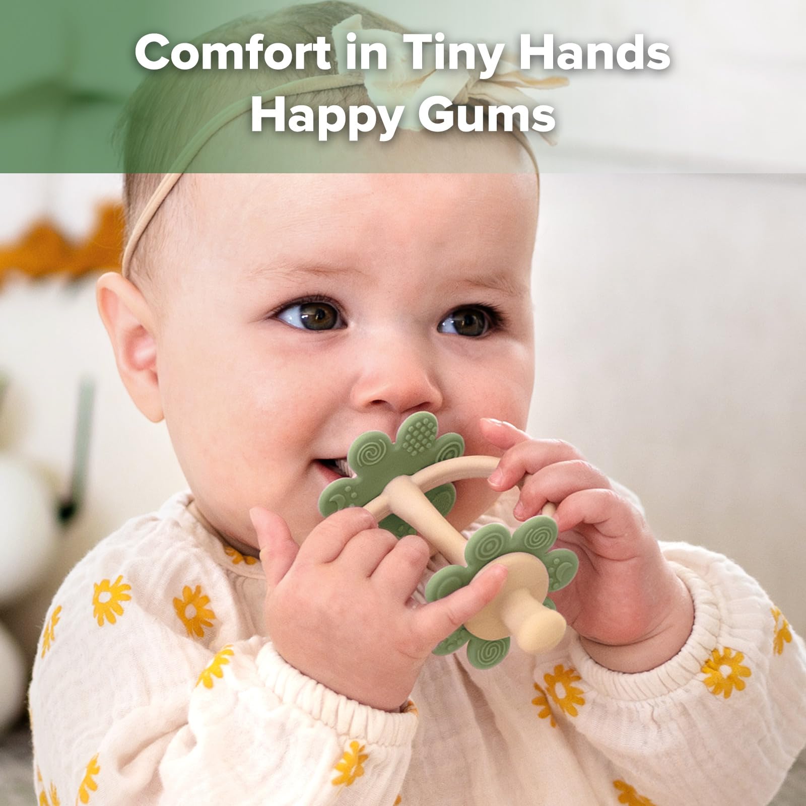 haakaa 360 degree bristles teether showing full gum massage action