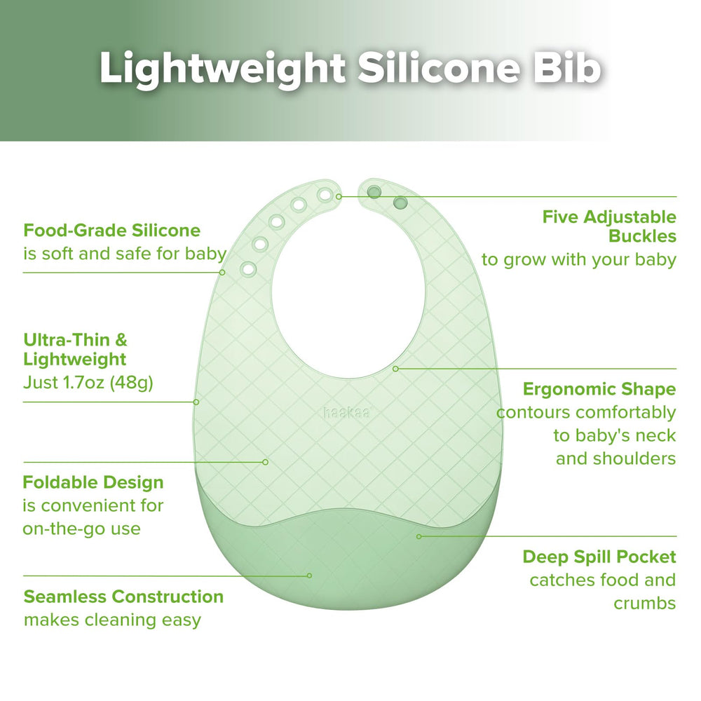 Haakaa silicone bib soft on skin, gentle yet effective against mess