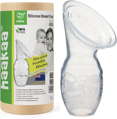 Haakaa silicone breast pump top view showing compact travel-friendly design.