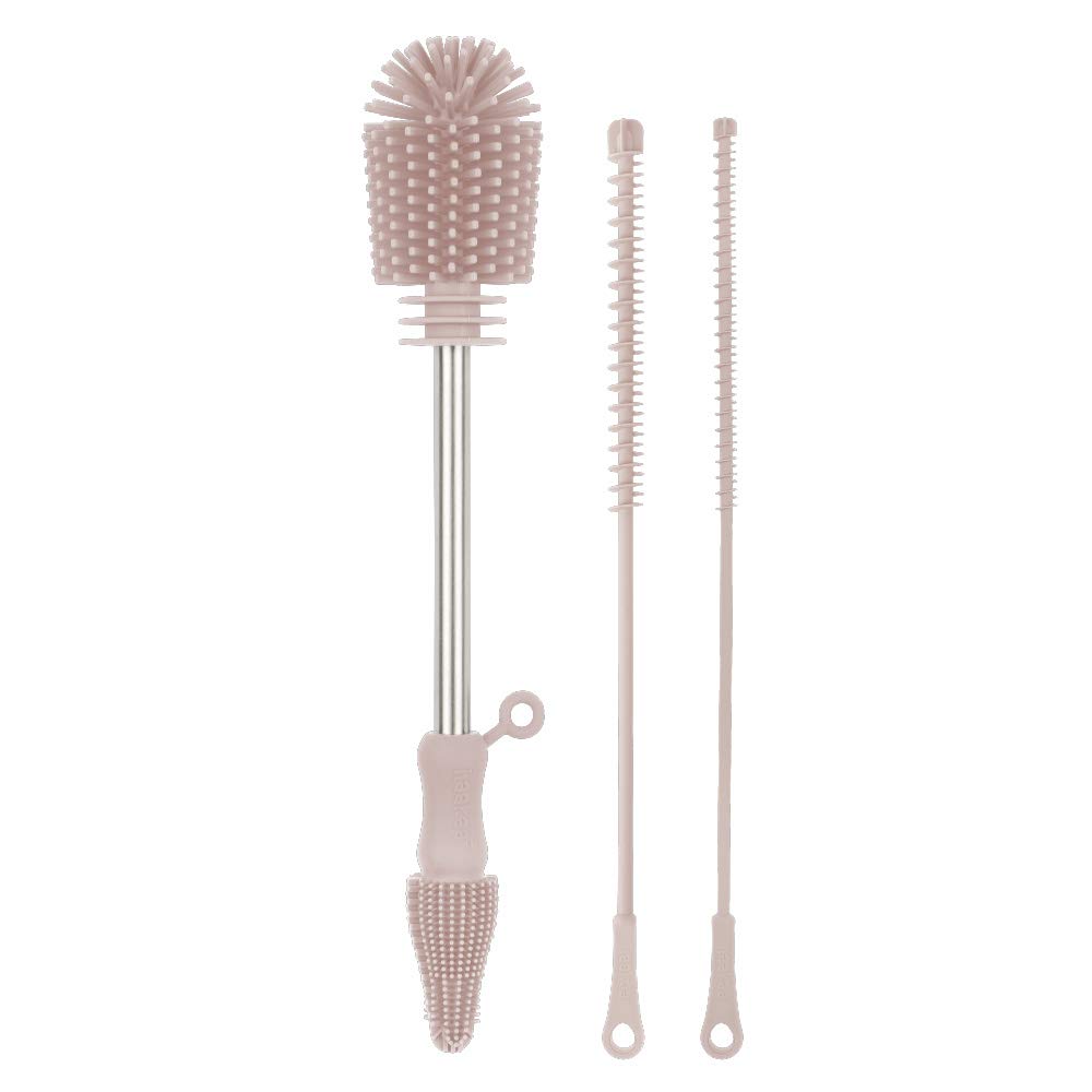 Haakaa cleaning brush kit demonstrates dishwasher-safe design for easy care.