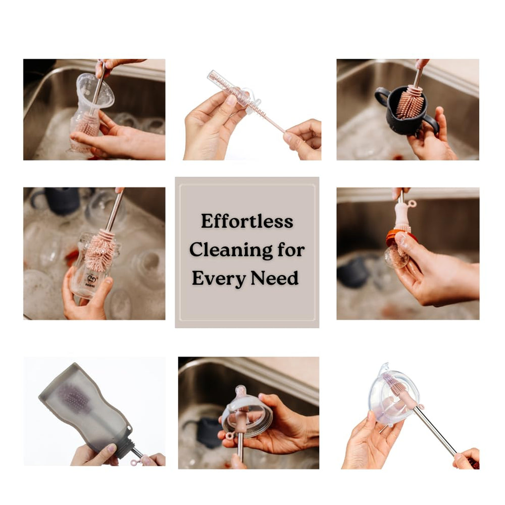 Haakaa Silicone Cleaning Brush Kit narrow-opening brush closeup; ideal for straws and pacifiers.