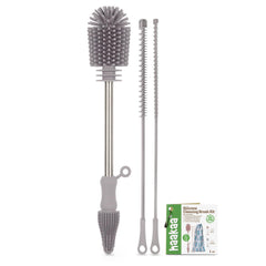 Haakaa SUva Grey bottle brush from the Silicone Cleaning Brush Kit for thorough bottle cleaning