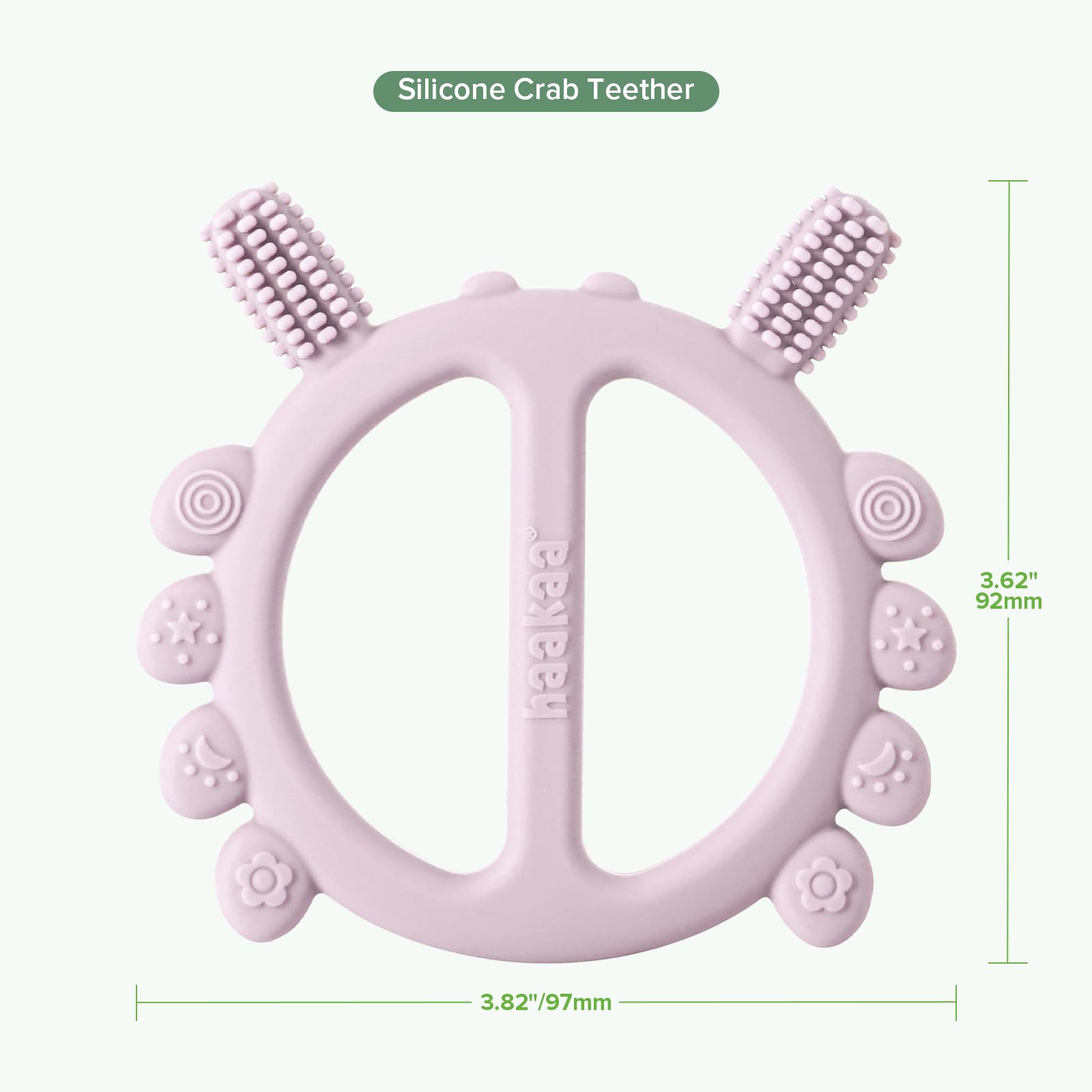 Haakaa crab teether lavender – compact design fits busy parent routines