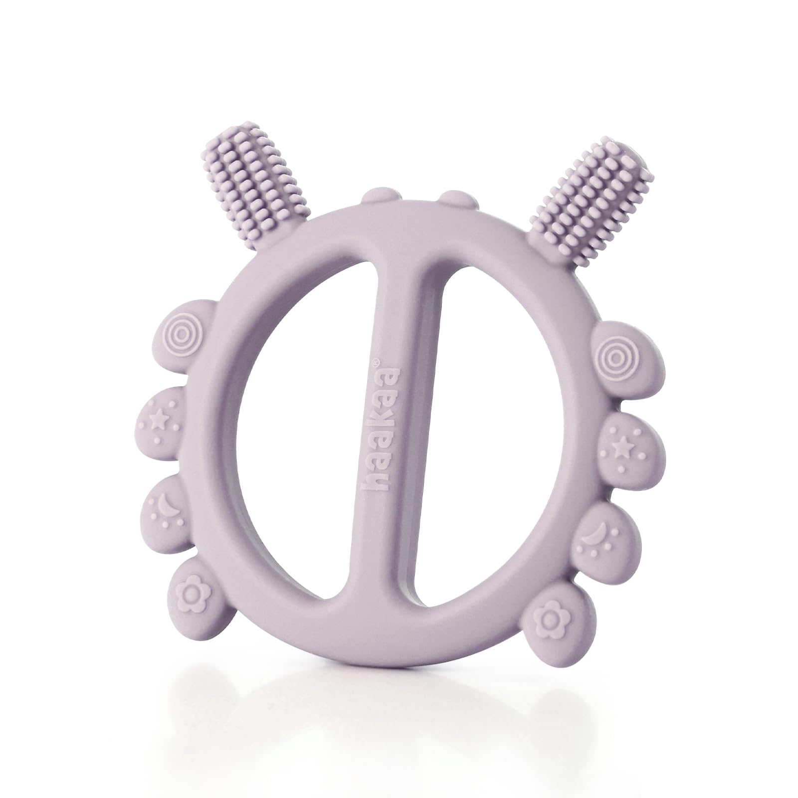 Haakaa silicone crab teether – front view, soothing gums with varied textures for comfort