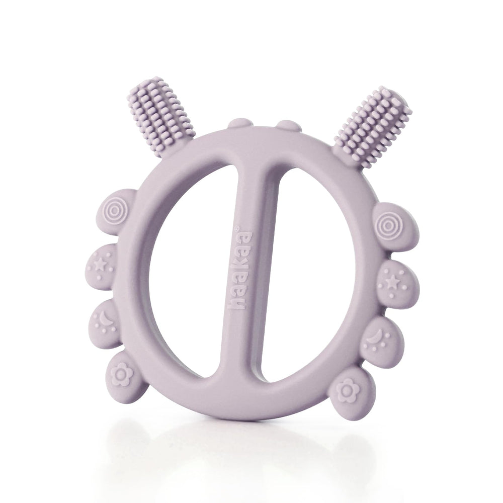 Haakaa silicone crab teether – front view, soothing gums with varied textures for comfort
