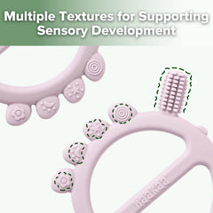 Haakaa crab teether side view – gentle bristles massage gums and support early motor exploration
