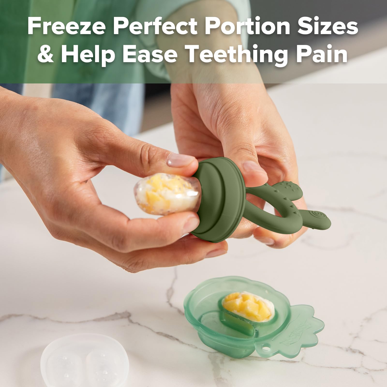 Haakaa silicone feeder with bunny top texture for gum soothing