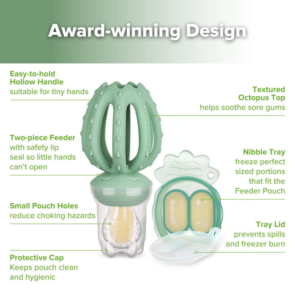 Haakaa silicone feeder pouch with secure lid for clean feeding